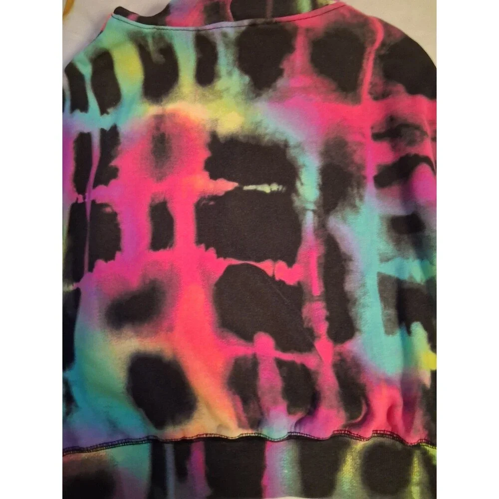 Justice Girls Tie-Dye Pullover Hoodie, Multicolor Fleece Polyester, L